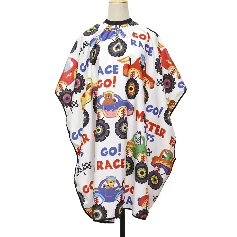 Waterproof Kids Haircut Cape - Cartoon Barber Salon Wrap - 12