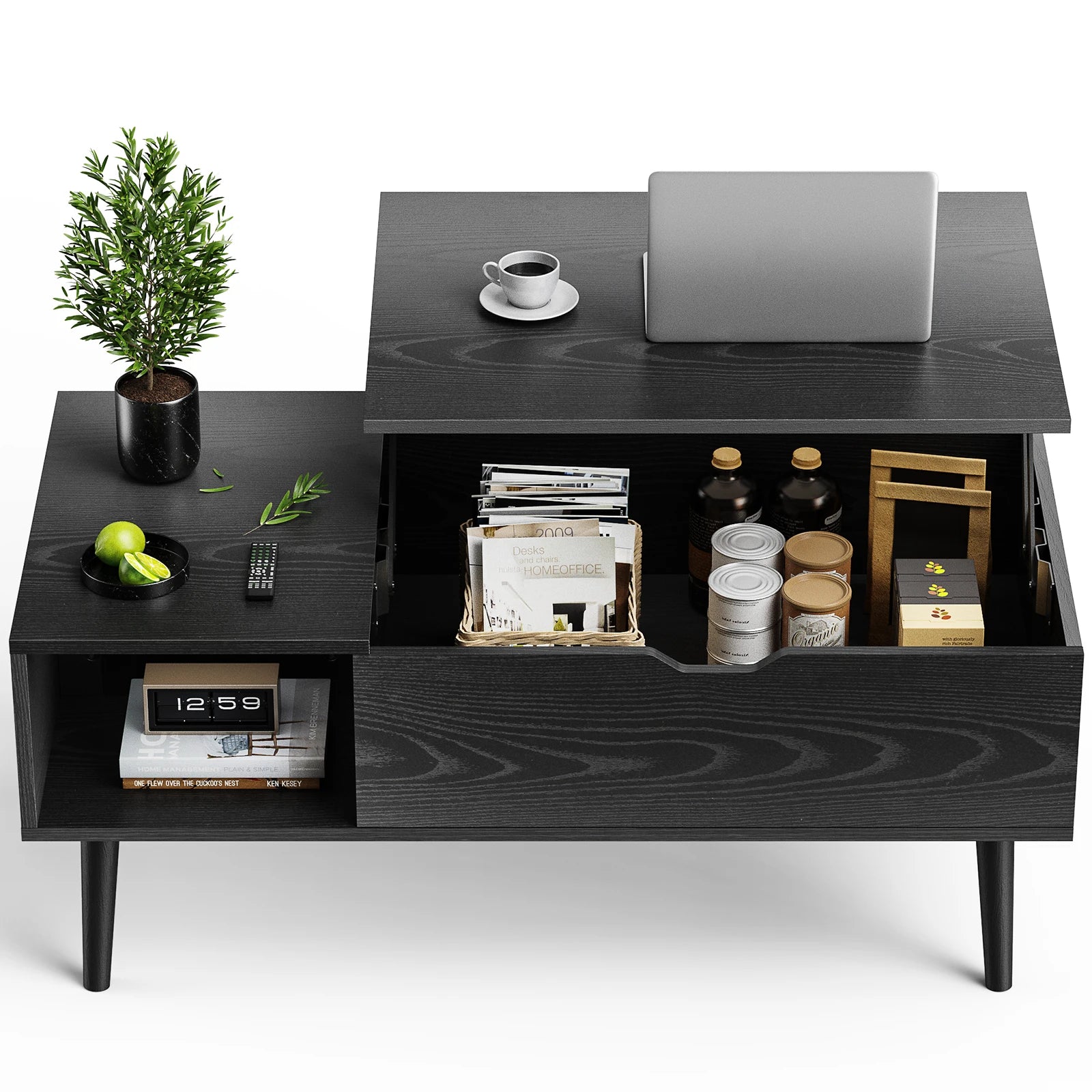 Modern Lift-Top Coffee Table with Hidden Storage & Adjustable Desk - 9
