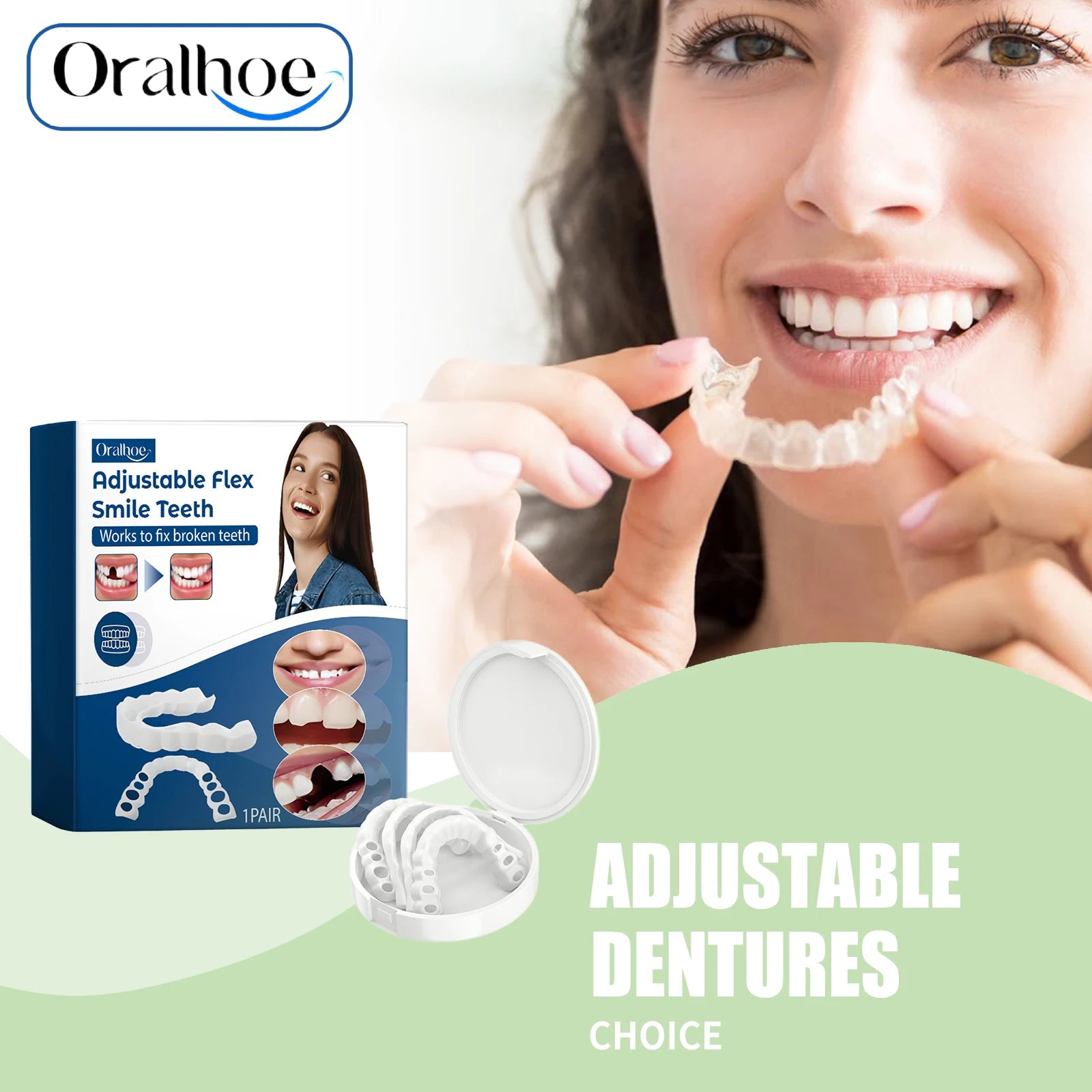 Snap-On Adjustable Smile Veneers for Instant Teeth Coverage and Whitening - 1
