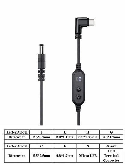 USB-C to DC Fast Charging Power Boost Cable - 5V/9V/12V/15V/20V Adapter