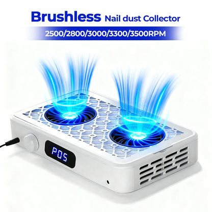 5-Speed Brushless Dual Turbo Nail Dust Collector