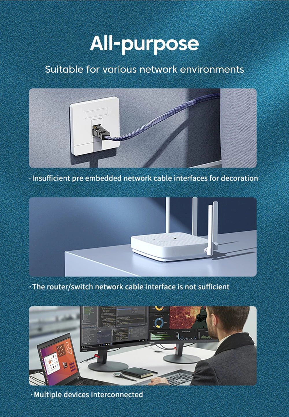 5-Port Gigabit Ethernet Switch - High-Speed RJ45 Network Splitter & Adapter - 14
