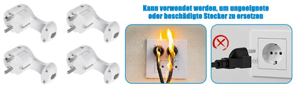 Space-Saving European Flat Plug Adapter with Foldable Handle - 4 Pack