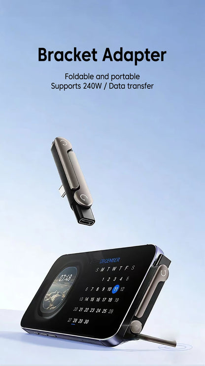 240W USB-C to USB-C Fast Charging Adapter with Built-in Phone Stand