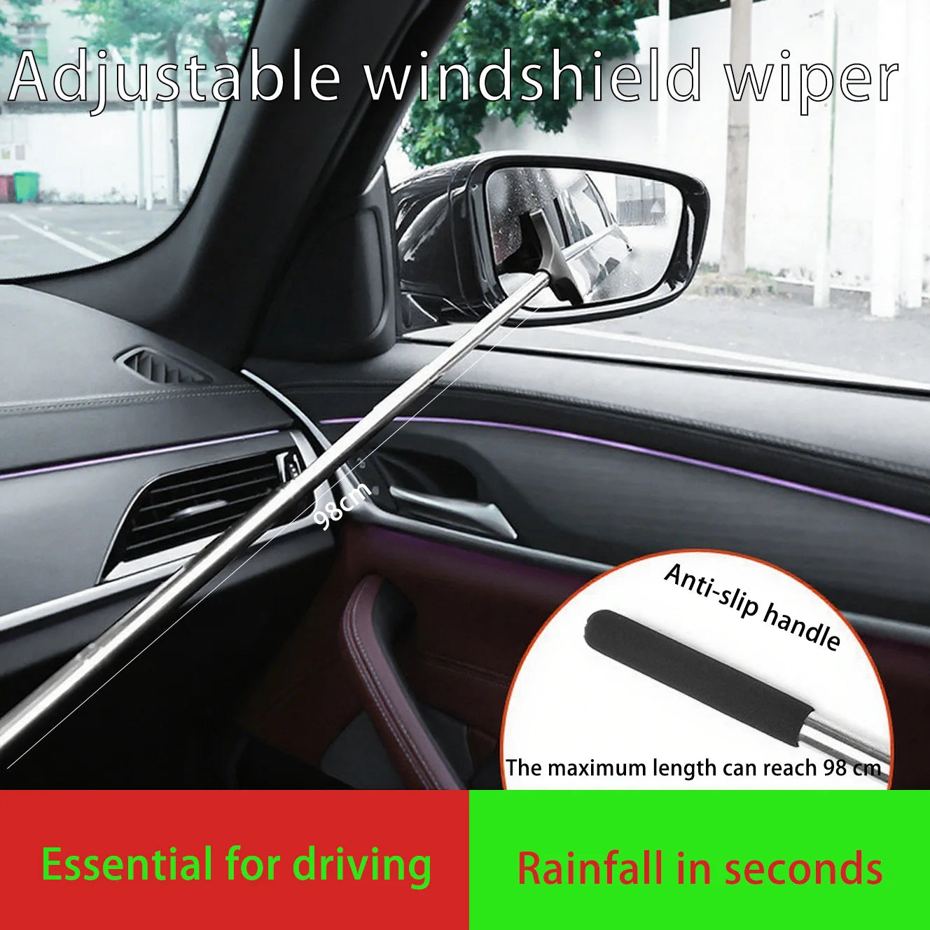 Telescopic Car Rearview Mirror Wiper - Clear View Rain & Fog Cleaner