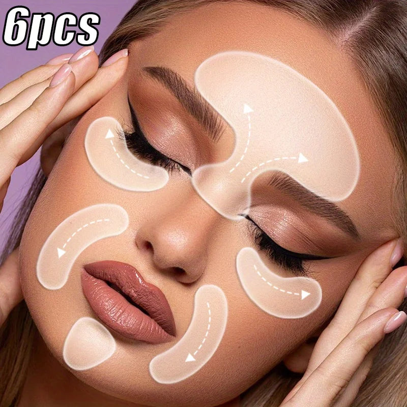Reusable Silicone Anti-Wrinkle Patches - Face, Forehead & Neck Smoothing Set - 10