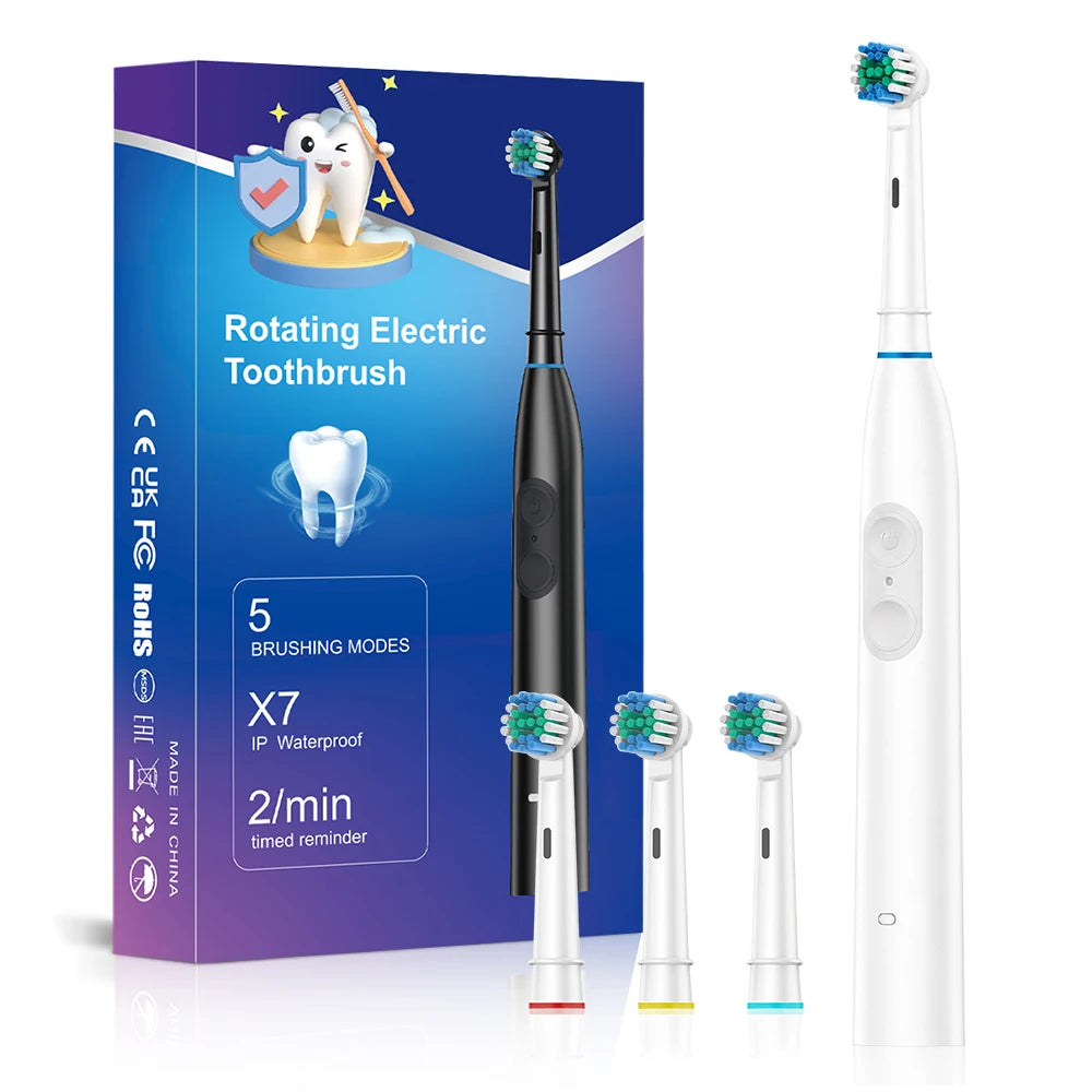 Dual-Button Electric Rotating Toothbrush with 5 Cleaning Modes and Smart Timer - 17