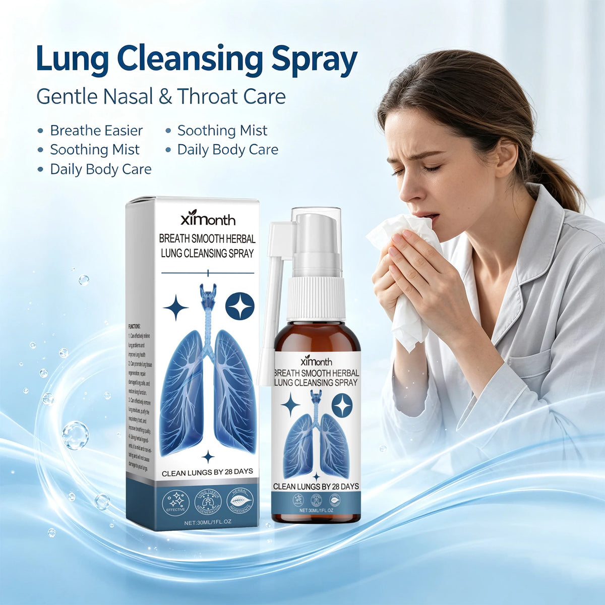 Herbal Lung Cleansing & Nasal Care Spray - Natural Throat & Respiratory Support