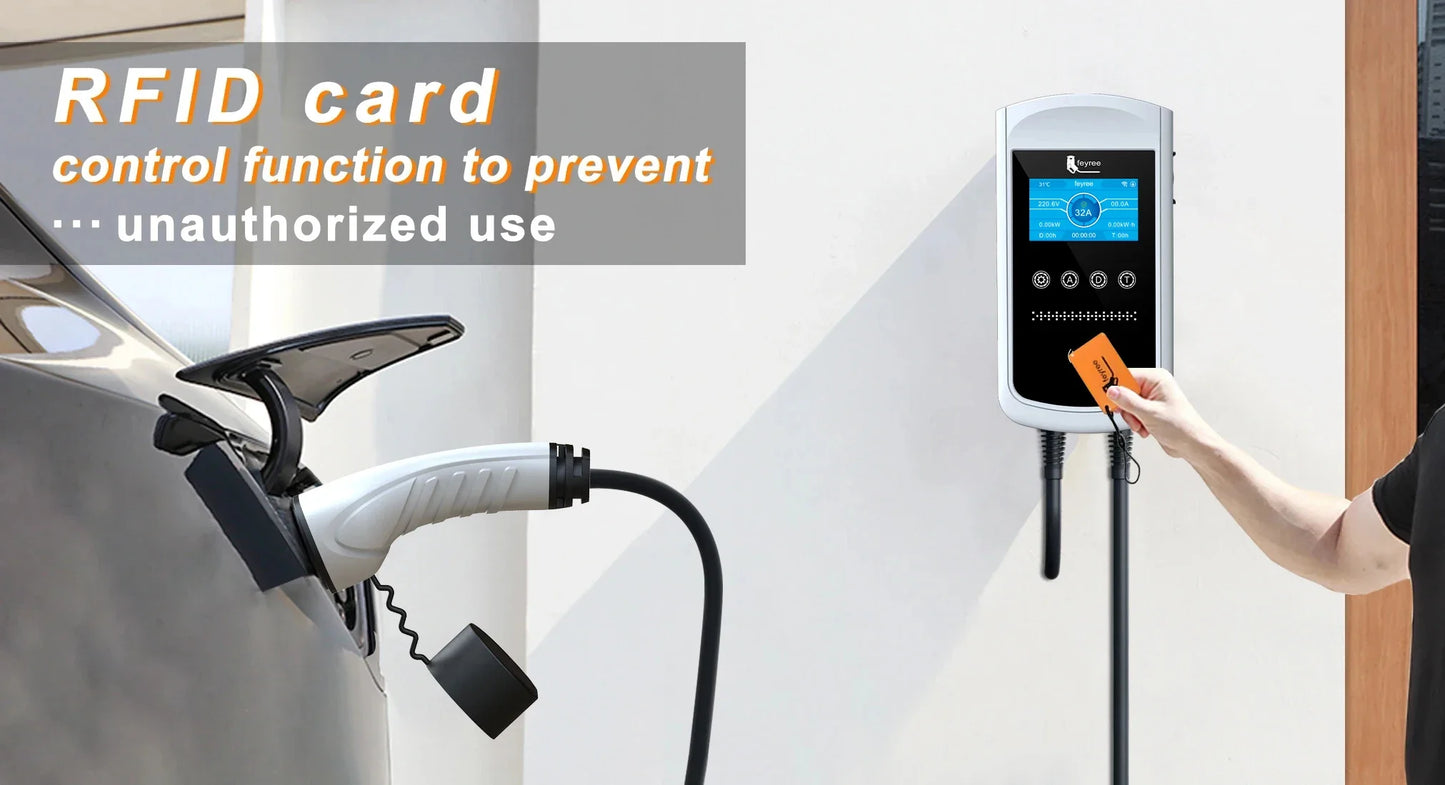 Smart EV Charging Station: Type 2 Wallbox with WiFi, App & LED Display