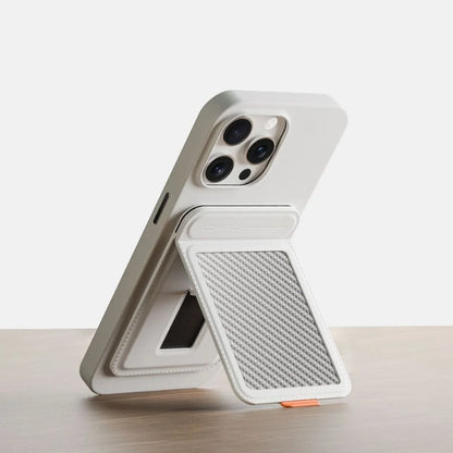 Magnetic Carbon Fiber Leather Phone Grip for iPhone 16 & 15 Series