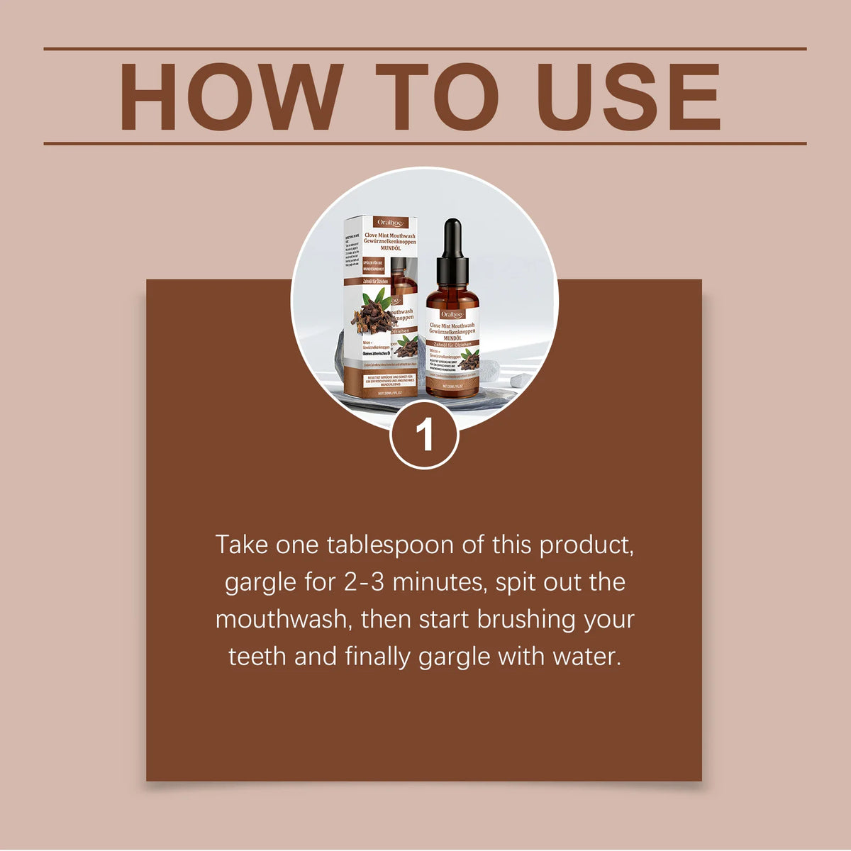Clove Mint Oral Rinse & Teeth Whitening Oil - Natural Plaque & Bad Breath Remover