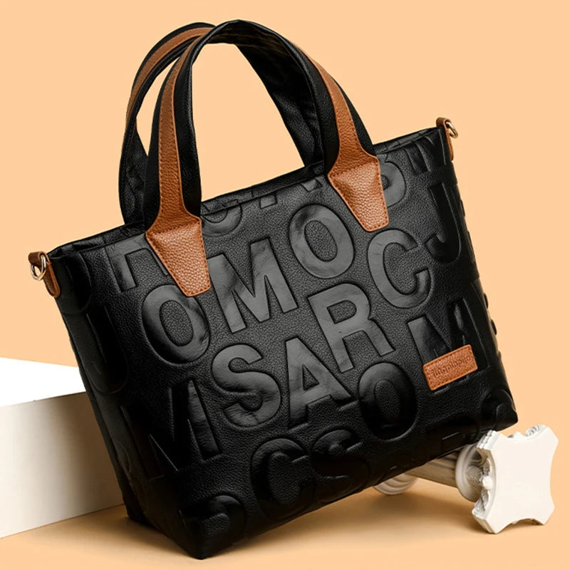 Luxury Contrast Leather Tote