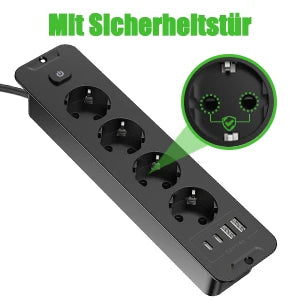 Retractable Desktop Power Strip with 4/6 AC Outlets, USB-C & PD 20W Fast Charge