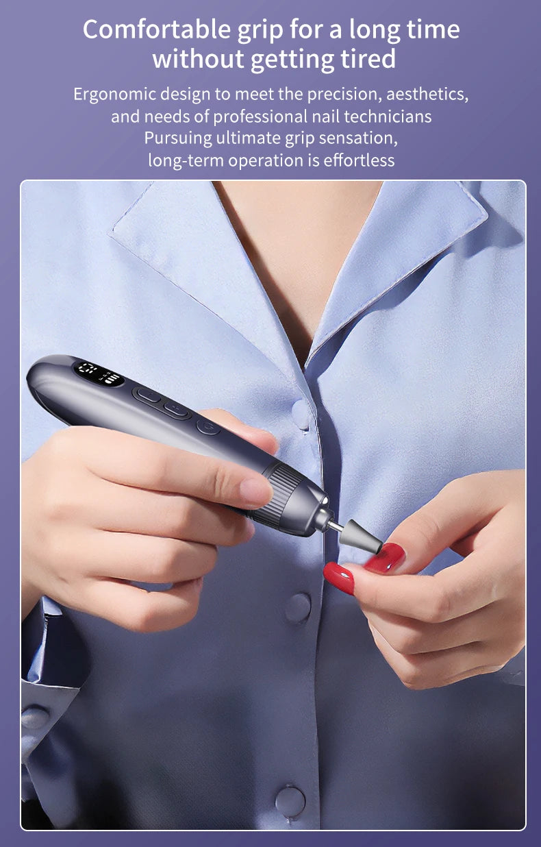 Professional Electric Nail Drill Set - Cordless Manicure & Pedicure File - 15