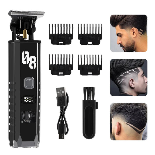 Professional Cordless Hair Trimmer & Precision Grooming Clipper with LED Display