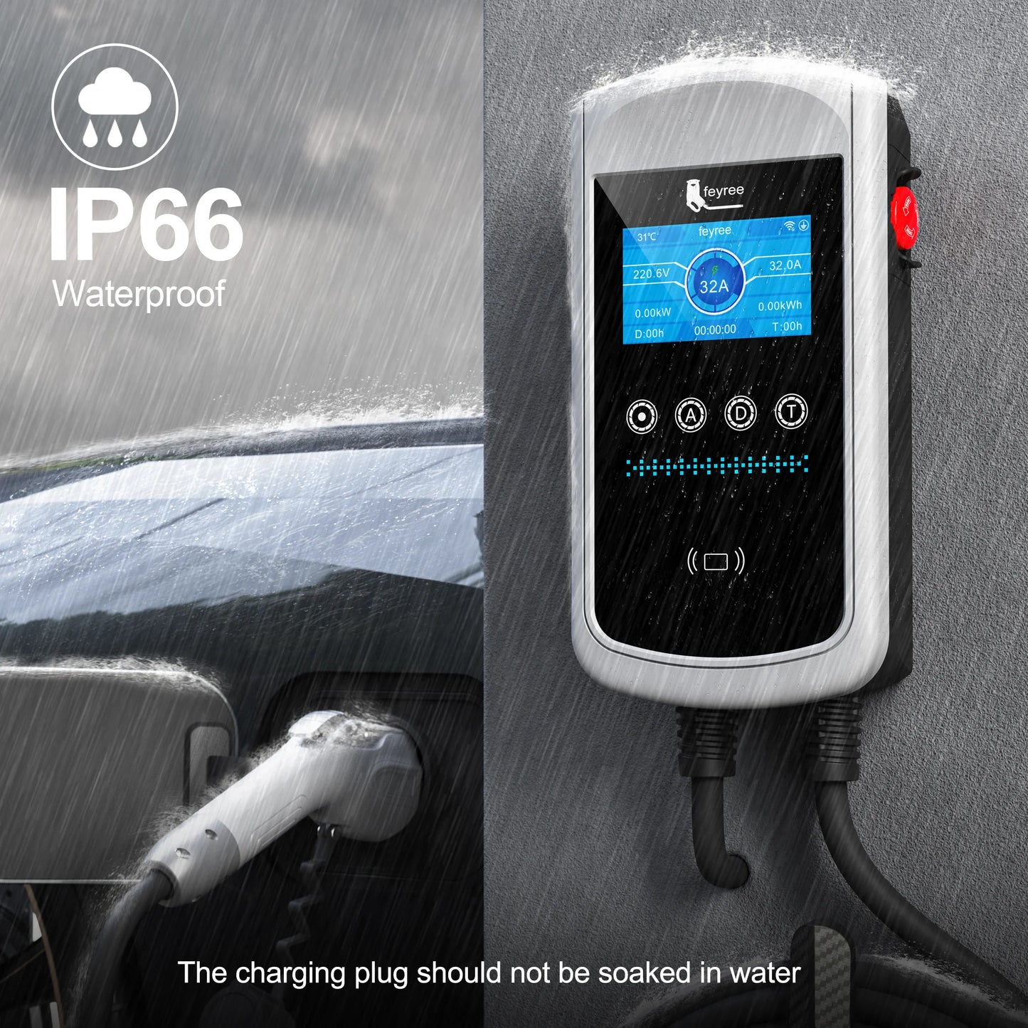 Feyree Smart EV Charging Station - WiFi App Control & Dynamic Load Balancing