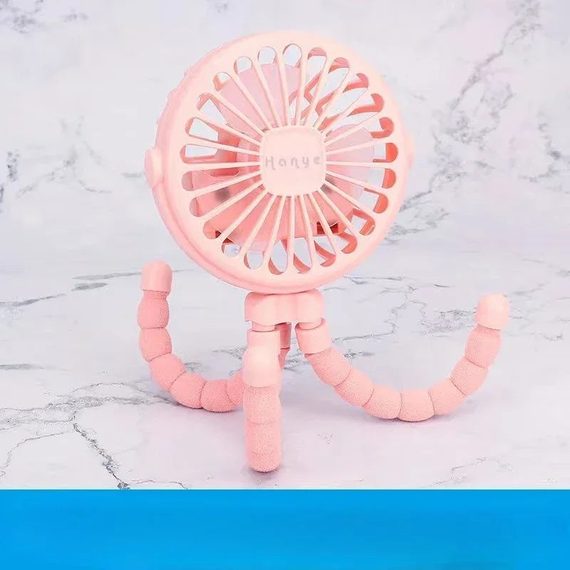 Portable Octopus Baby Stroller Fan - Flexible Tripod USB Rechargeable Fan - 8