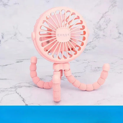 Portable Octopus Baby Stroller Fan - Flexible Tripod USB Rechargeable Fan