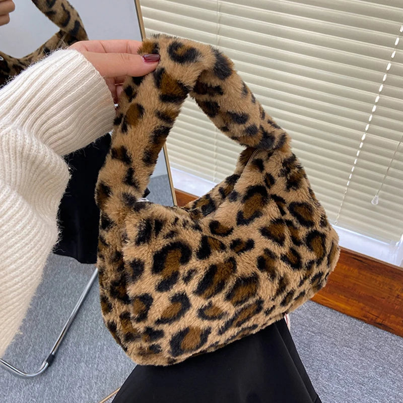 Luxury Leopard Print Plush Bag
