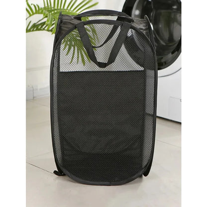 Foldable Mesh Laundry Basket - Large Pop-Up Hamper & Portable Bathroom Storage Organizer