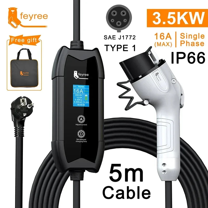 Portable EV Charger 3.5kW Level 2 Electric Vehicle Car Charging Cable - 34