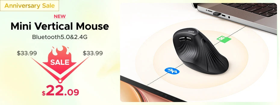 Ergonomic Wireless Vertical Mouse - Bluetooth & 2.4G Rechargeable Mouse - 8