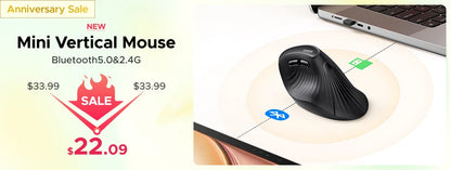 Ergonomic Vertical Wireless Mouse - Bluetooth & 2.4G 4000DPI Silent Mouse