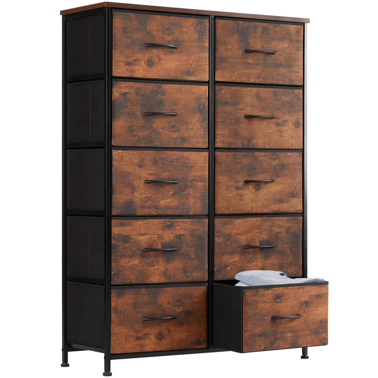10-Drawer Fabric Dresser Storage Organizer with Sturdy Steel Frame