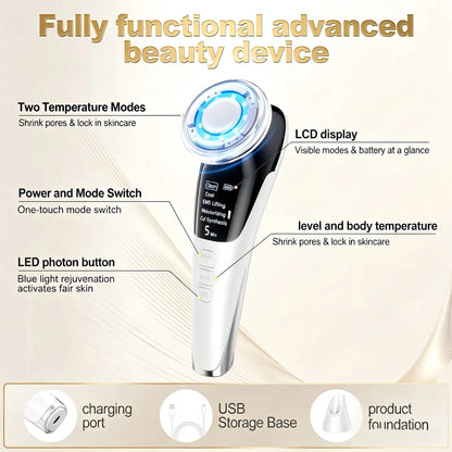 5-in-1 LED Micro-Current Facial Massager for Skin Tightening & Rejuvenation