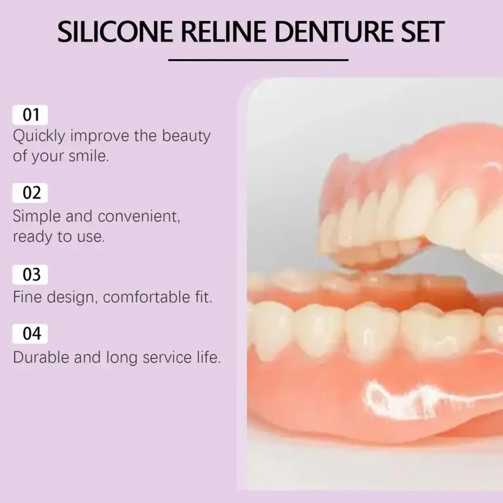 Silicone Denture Reliner Kit - Comfortable Temporary Teeth Whitening & Fit Set