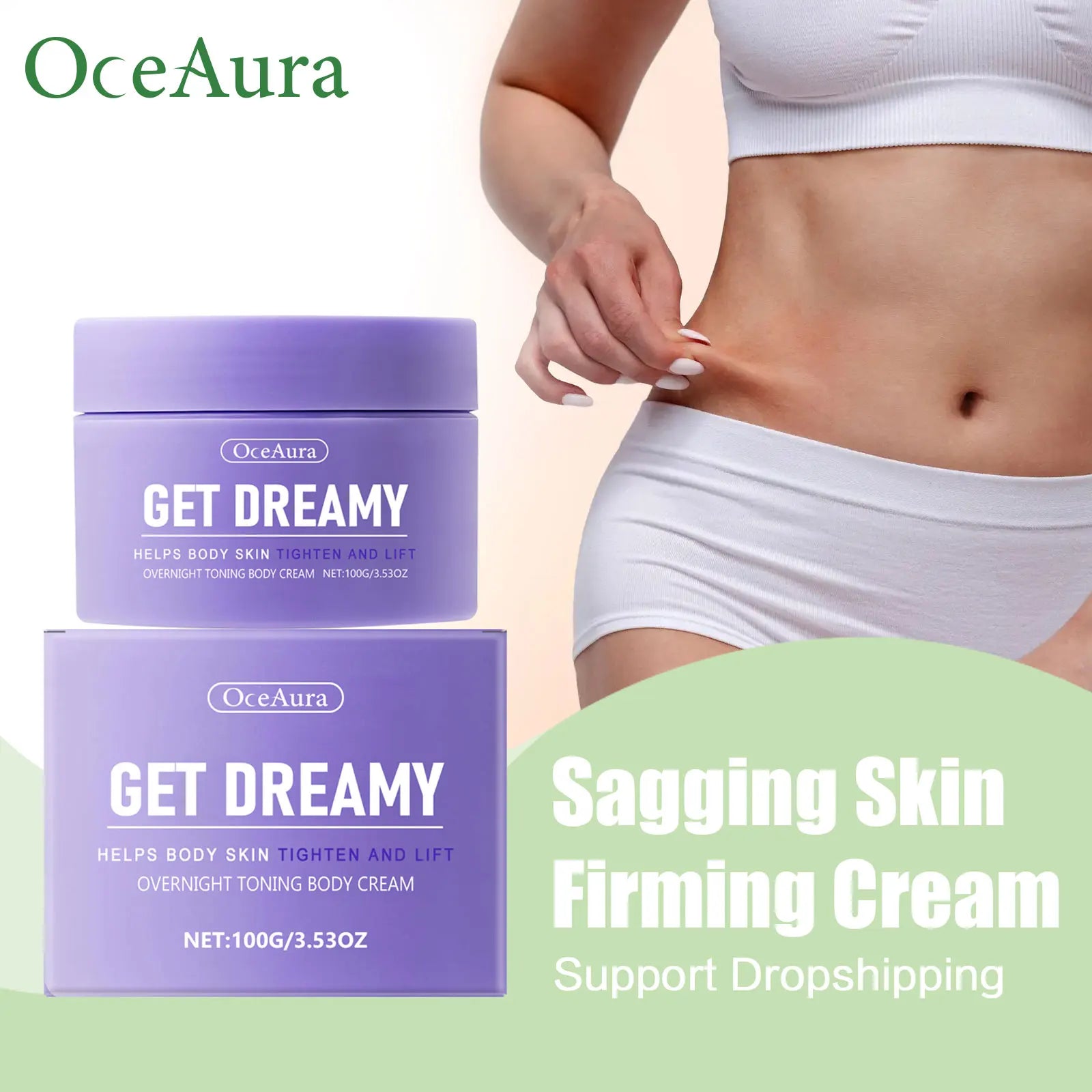 OceAura Get Dreamy Firming Body Cream - Skin Tightening & Collagen Lotion - 10