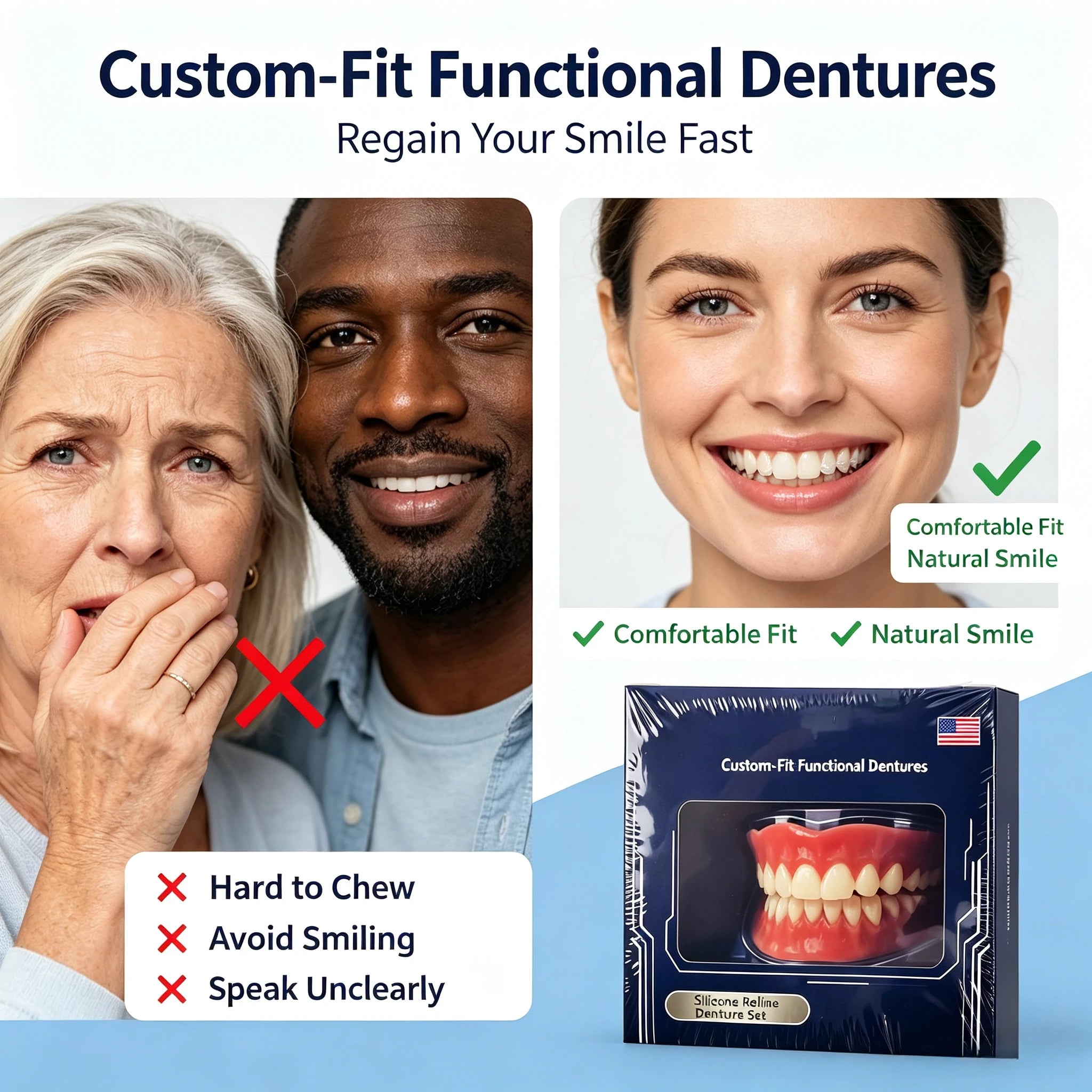 Custom-Fit Silicone Denture Set for Natural Smile & Comfortable Daily Use - 8