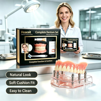 Natural-Looking Silicone Fake Teeth Set - Comfortable Upper & Lower Smile Veneers