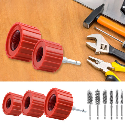 Copper Pipe Cleaner Set for Drill - 1/2 3/4 1 Inch Tube Cleaning Brush & Wire Bore Brushes