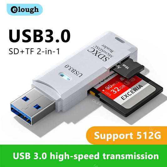 2-in-1 USB 3.0 SD & TF Memory Card Reader - Fast Data Transfer Adapter