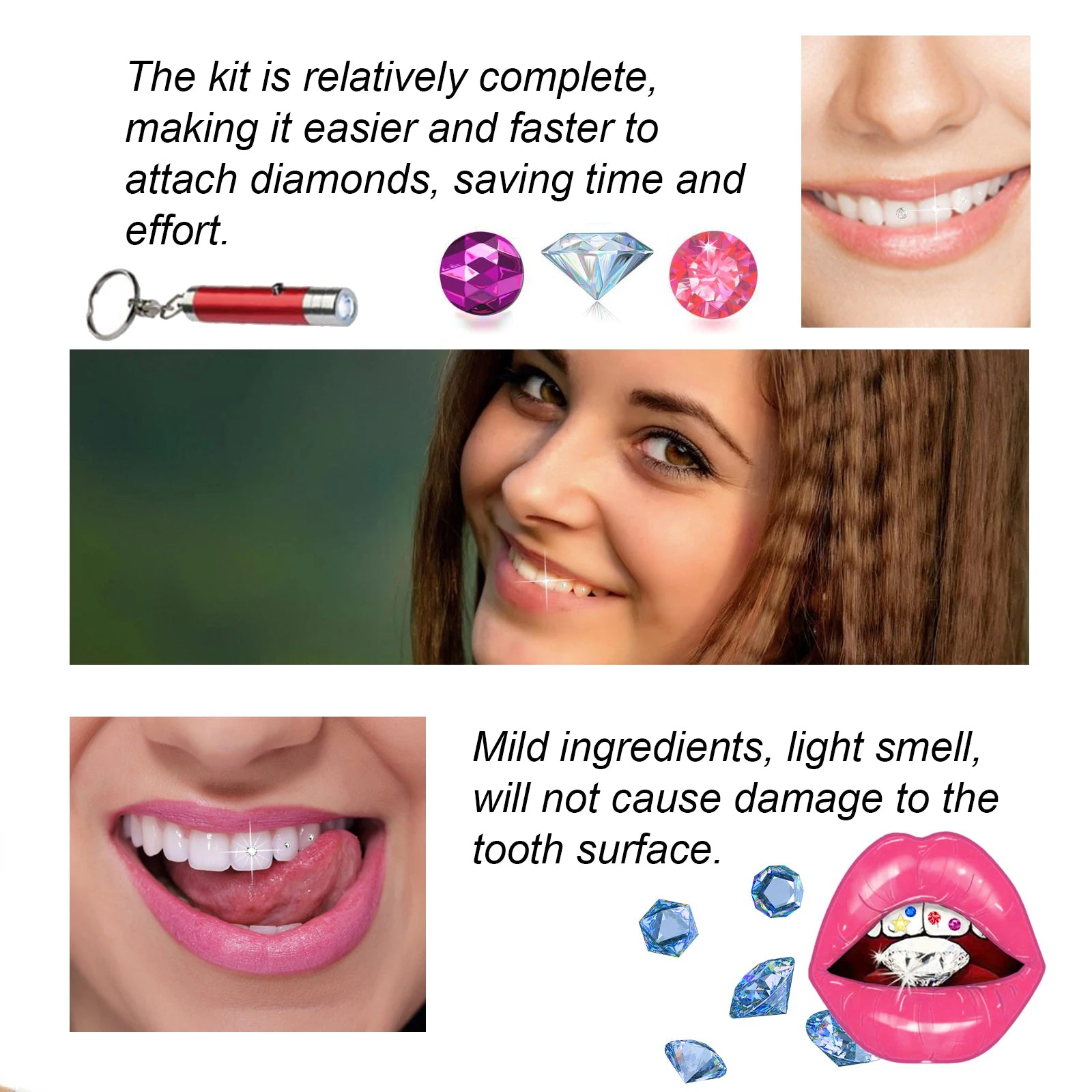 Professional DIY Tooth Gem Kit with UV Light for Sparkling Dental Jewelry - 16