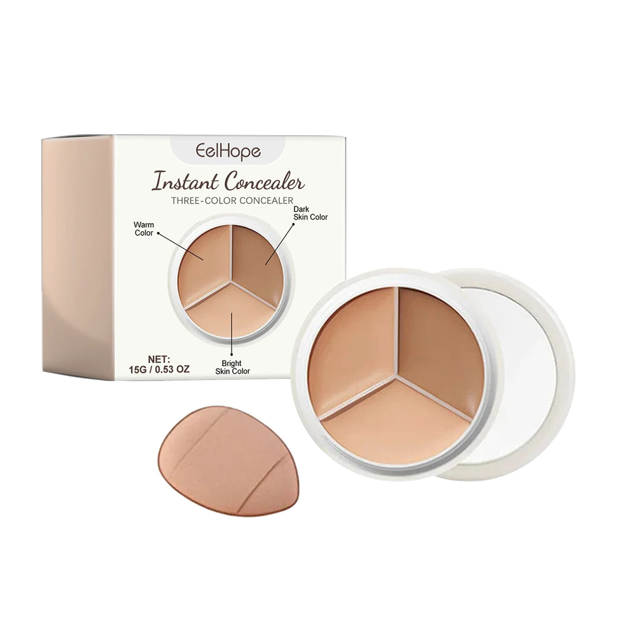 3-Color Cream Concealer Palette for Flawless Coverage & Contouring