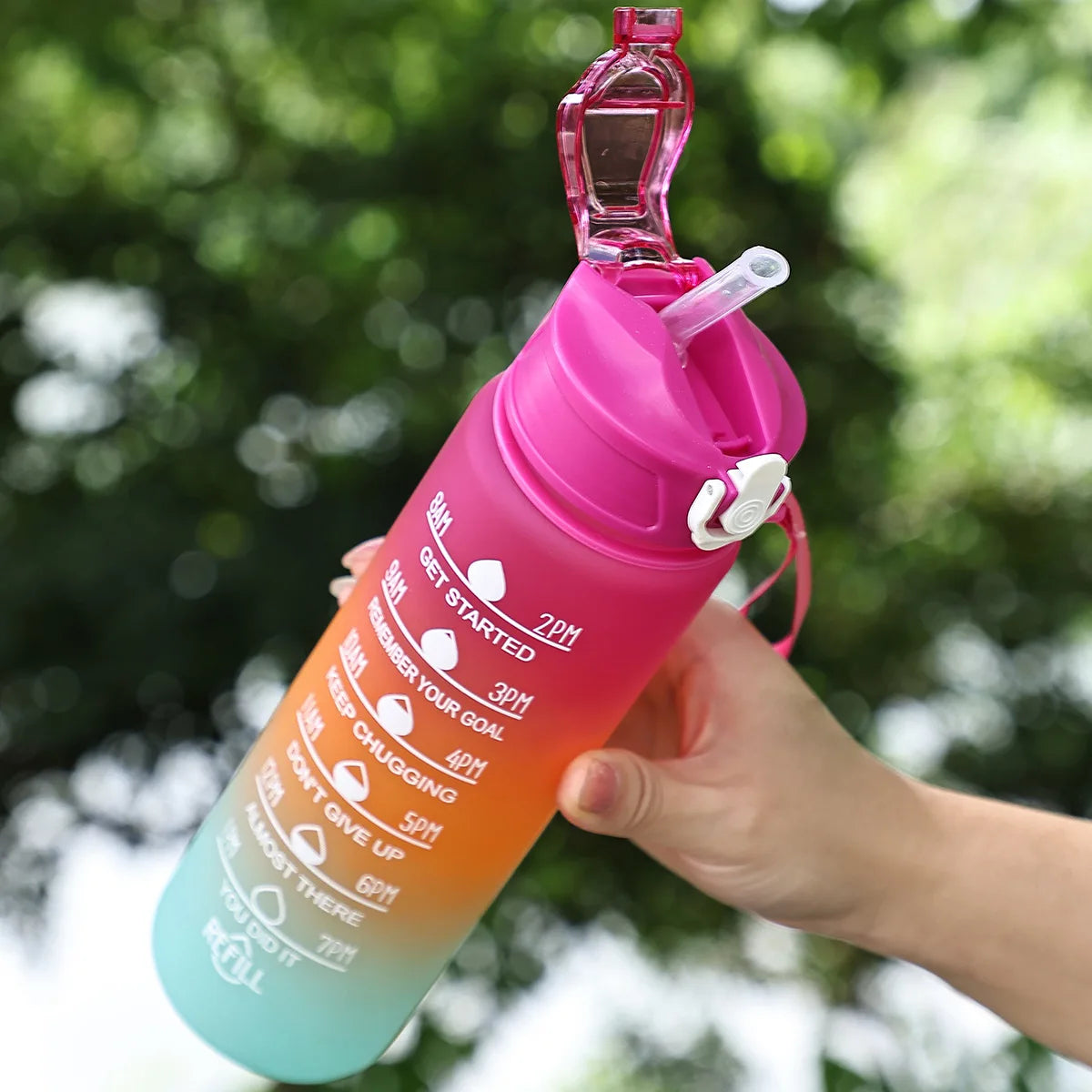 Motivational 750ml Sports Water Bottle with Time Marker & Leak-Proof Straw