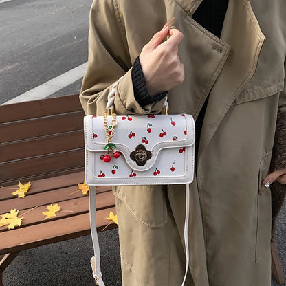 Luxury Cherry Print Crossbody Bag