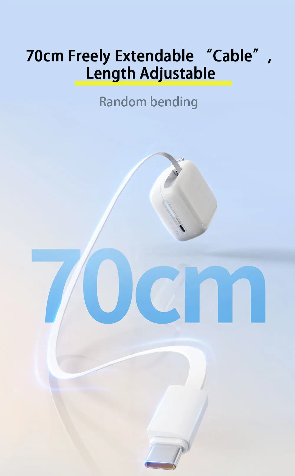 40W Fast Charging 10000mAh Power Bank with Built-in Retractable Cable