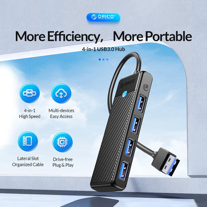 4-Port USB 3.0 Type-C Hub - Ultra-Slim High-Speed Data Expansion Adapter