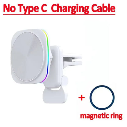 Magnetic Wireless Car Charger & Phone Mount - 15W Fast Charging Station