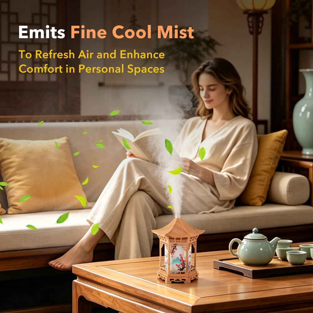 Portable USB Pavilion Ultrasonic Humidifier with Soothing Night Light