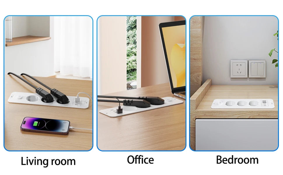 7-in-1 Ultra-Thin Desktop Power Strip with 20W USB-C Fast Charging