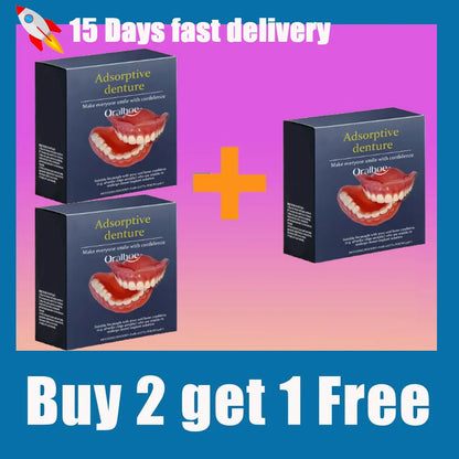 Natural Silicone Denture Set - Comfortable Fake Teeth for Instant Smile & Oral Beauty
