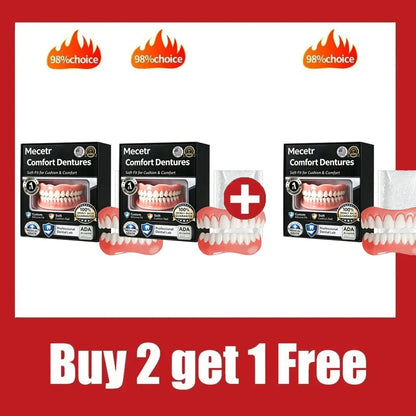 Adjustable Silicone Dentures Set – Natural Comfort Fit Upper & Lower Teeth