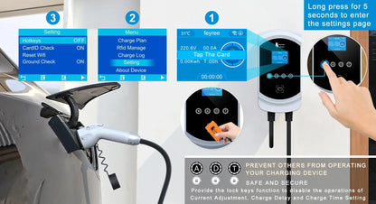 Smart EV Charging Wallbox - Adjustable 7KW/11KW/22KW Fast Charger with App