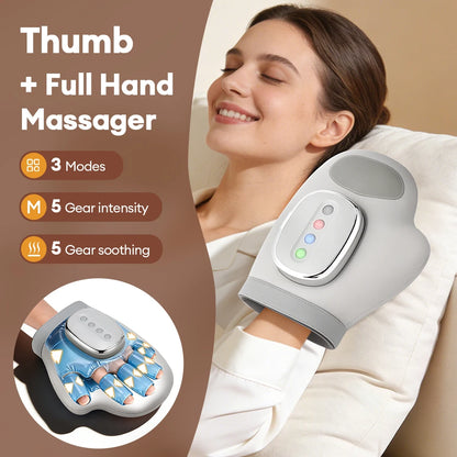 Electric Hand Massager with Heat & Air Compression - Cordless Finger Relief