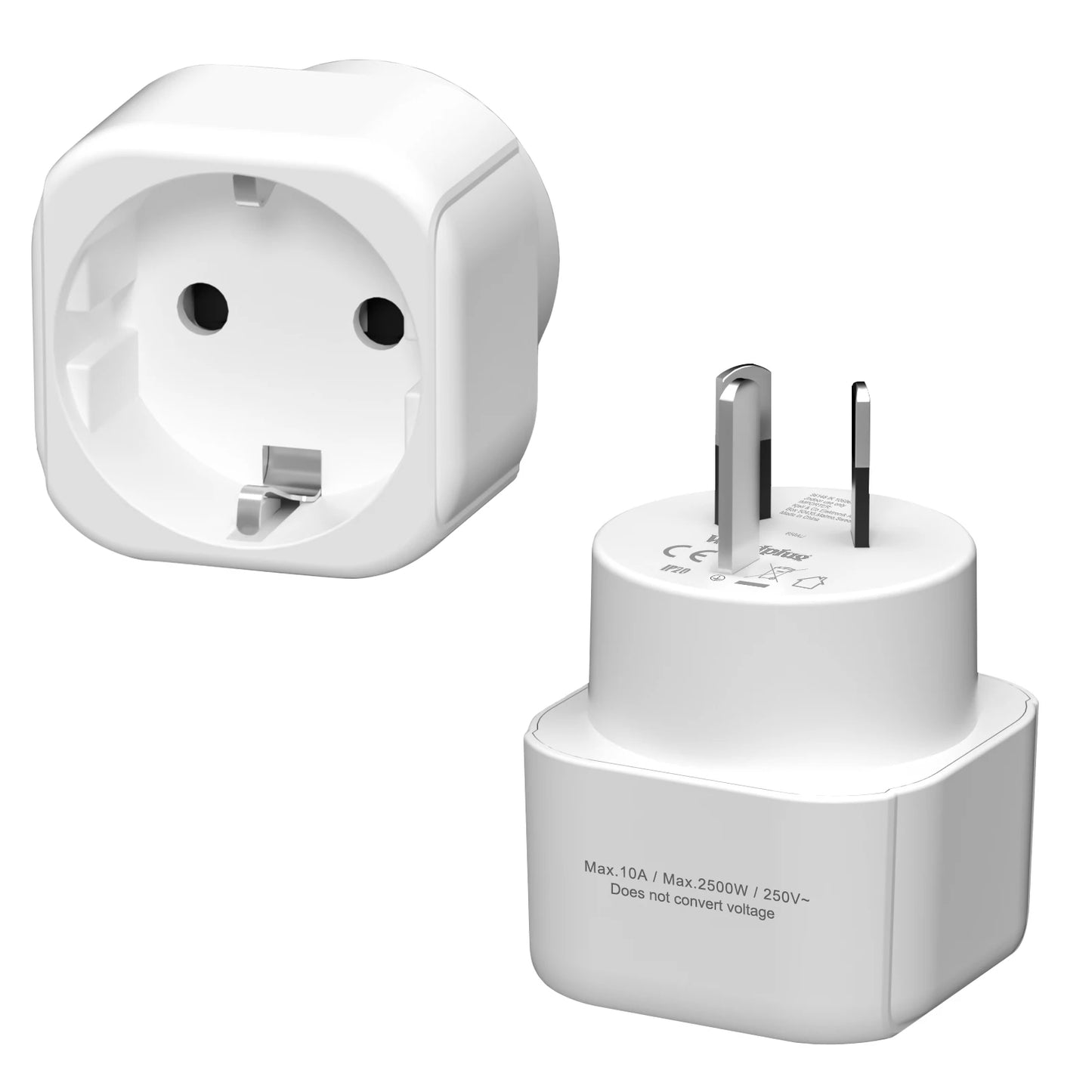 Universal Travel Plug Adapter 2-Pack - Convert EU to US, IT, CH, SA