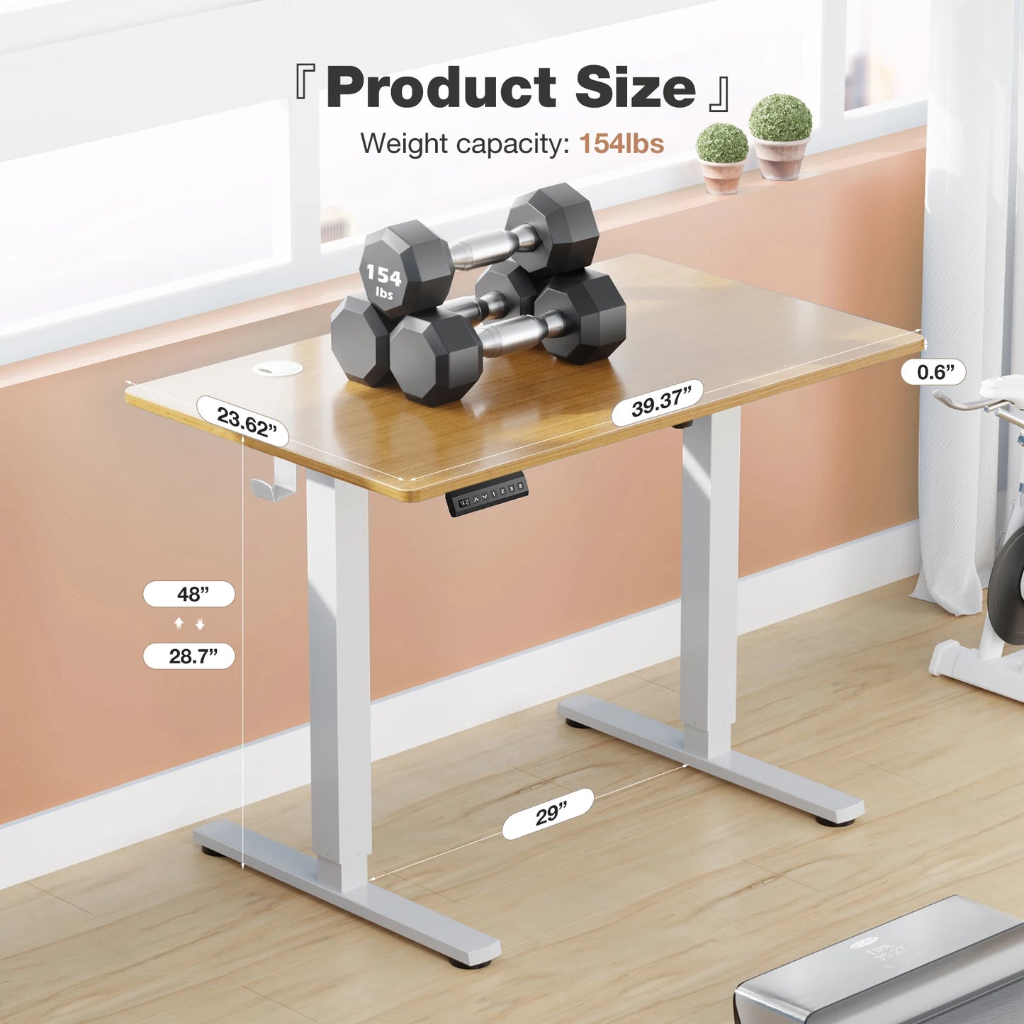 Electric Standing Desk 40x24 Height Adjustable Sit-Stand Computer Table